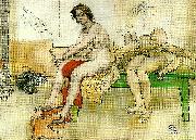 Carl Larsson pa modellbordet oil painting reproduction